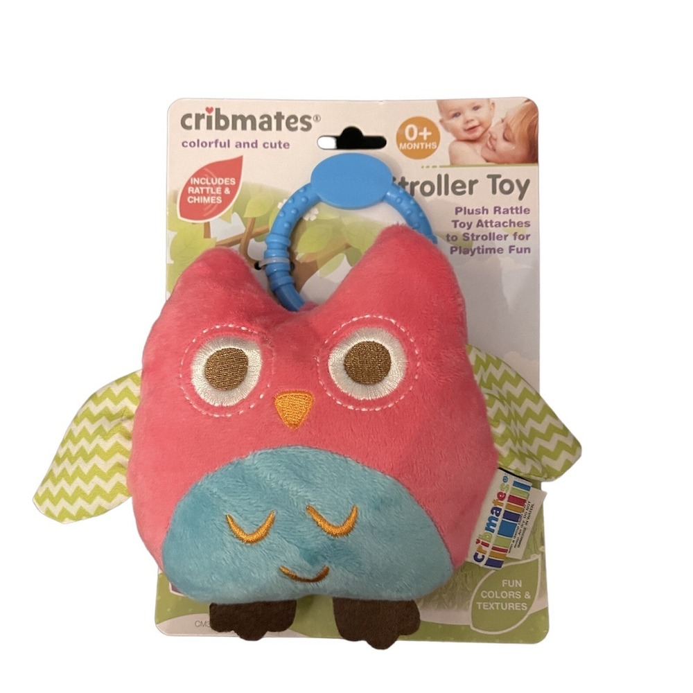 Cribmates Pink Owl Plush Rattle Stroller Toy